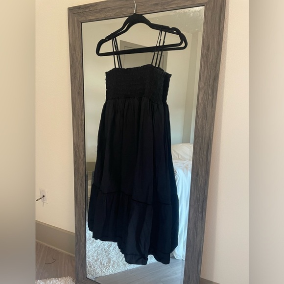 O.P.T black midi spaghetti strap dress